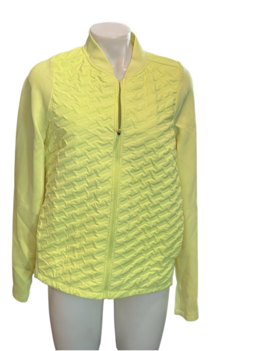 Women's Avia Neon Yellow Quilted Puffer Jacket L euc